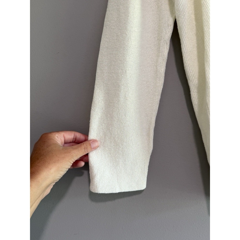 Eileen Fisher Linen Crepe Stretch Top Boxy Ivory Cream Classic Collar Texture M - Picture 8 of 16